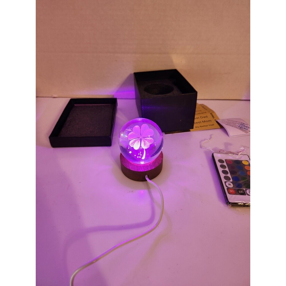 Table Lamp LED Ball Clover Crystal Multicolor USB Small Novelty
